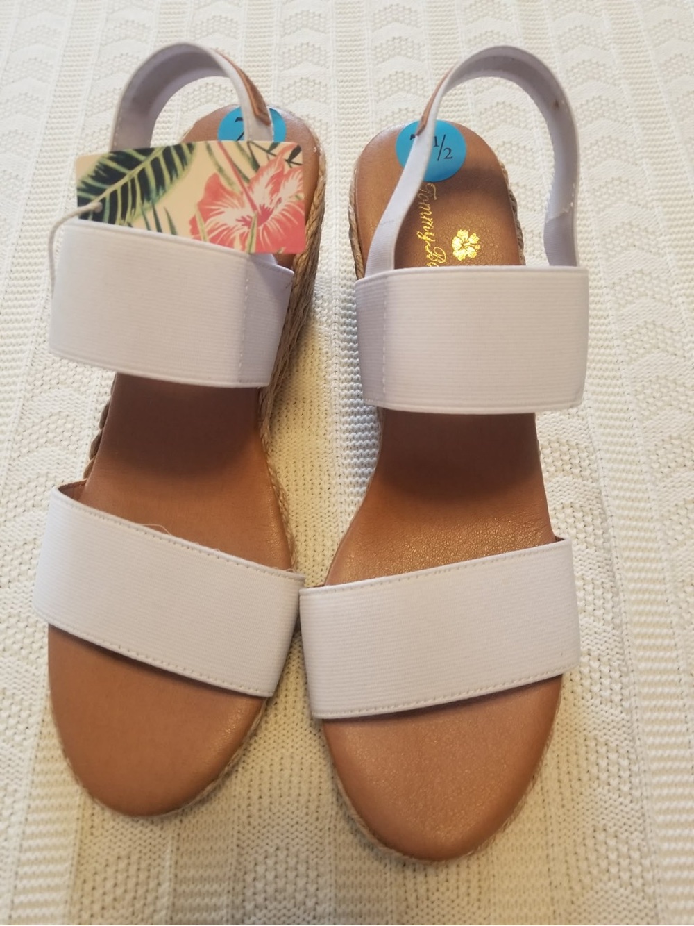 Tommy Bahama White Elastic Strap Sandals